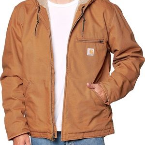 Carhartt Men's Washed Duck Brown Sherpa Lined Jacket L NWT